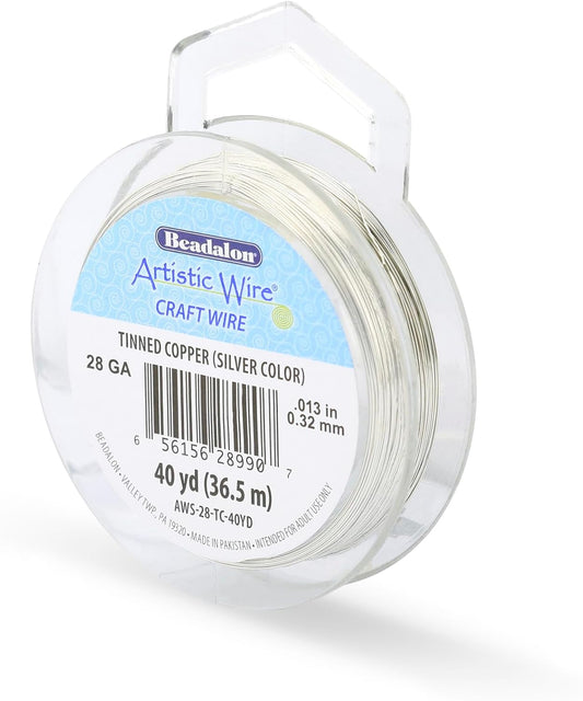 Artistic Wire, 28 Gauge Tarnish Resistant Tinned Copper Craft Wire, 40 yd