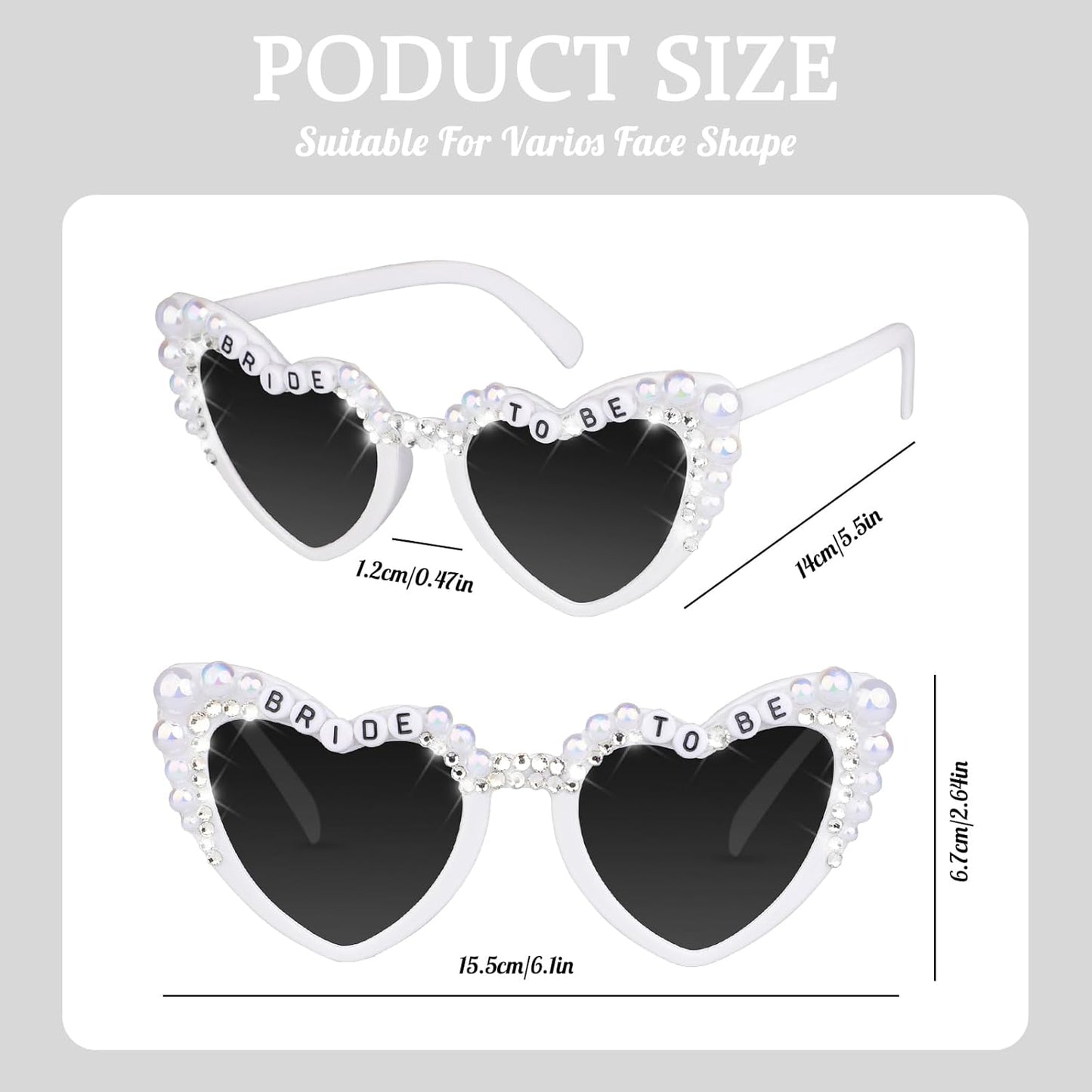 Bride Sunglasses for Bachelorette White Heart Glasses for Bride to Be Gift, Bachelorette Accessories Party Favors