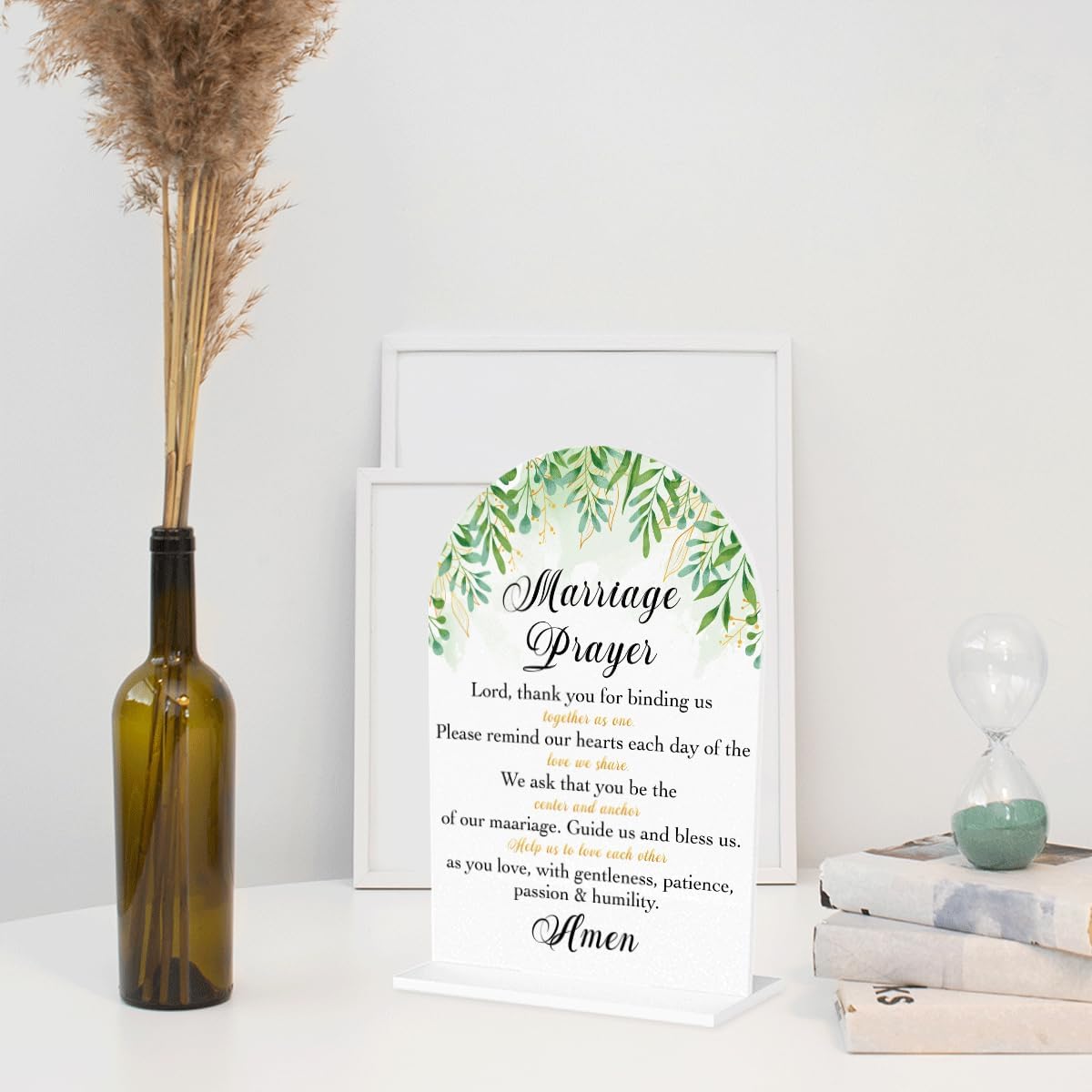 Marriage Prayer Sign, Wedding Engagement Bridal Shower Christian Religious Decor for Reception Ceremony Anniversary Party, Weddings White Acrylic Sign
