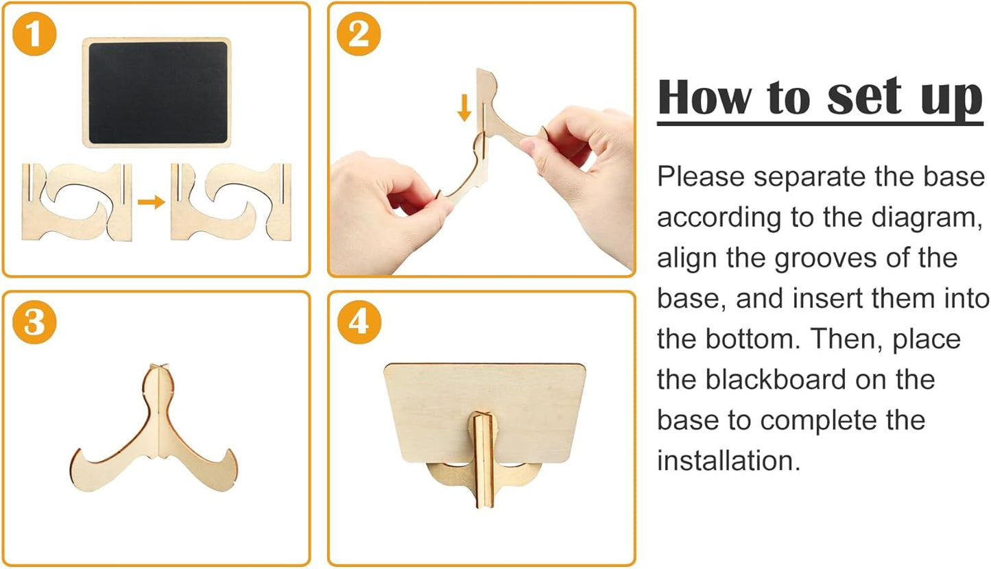 DSTELIN 20 Pack Wood Mini Chalkboards Signs with Support Easels, Place Cards, Small Rectangle Chalkboards Blackboard for Weddings, Birthday Parties, Message Board Signs and Event Decorations