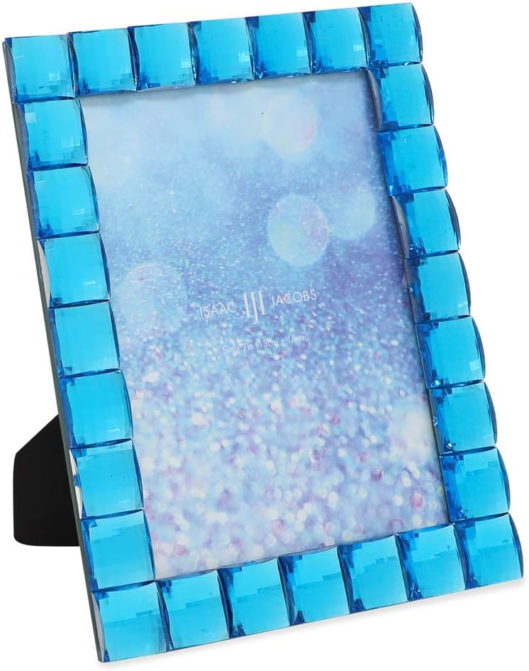 Isaac Jacobs Decorative Sparkling Turquoise Jewel Picture Frame, Photo Display & Home Décor (5x7, Turquoise)