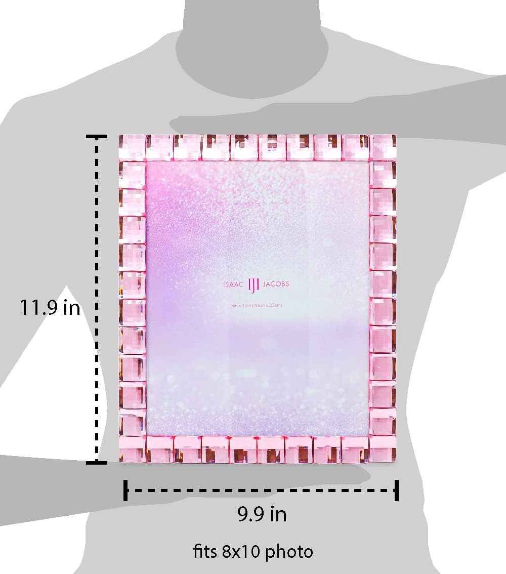 Isaac Jacobs Decorative Sparkling Jewel Picture Frame, Photo Display & Home Décor (8x10, Light Pink)
