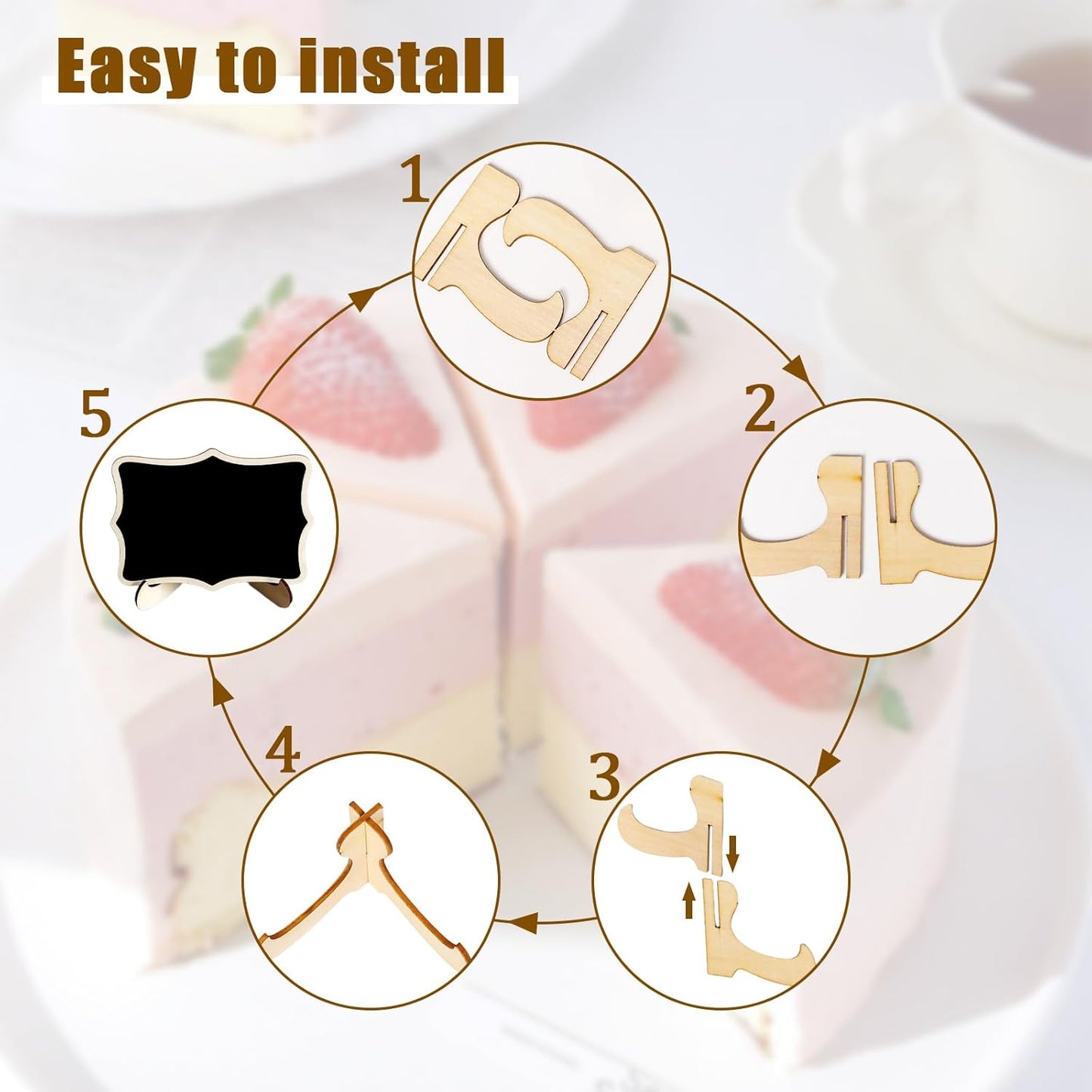 10PCS Mini Chalkboard Signs, Framed Small Chalk Board Food Labels with Easel Stand, Reusable Writable Blackboard with 2 Chalks, Wood Place Cards for Weddings, Birthday Parties, Buffet (Flower)