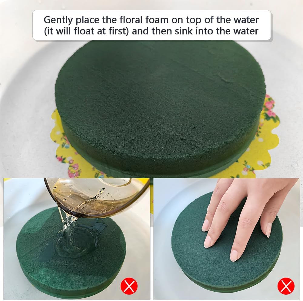 6 Pcs Round Floral Foam Blocks Each (6” X 1.5”) Green Wet & Dry Flower Foam for Fresh & Artificial Flower Arrangements, DIY Crafts, Arts, Weddings, Birthdays and Garden Decorations (Size: 6 Inch)