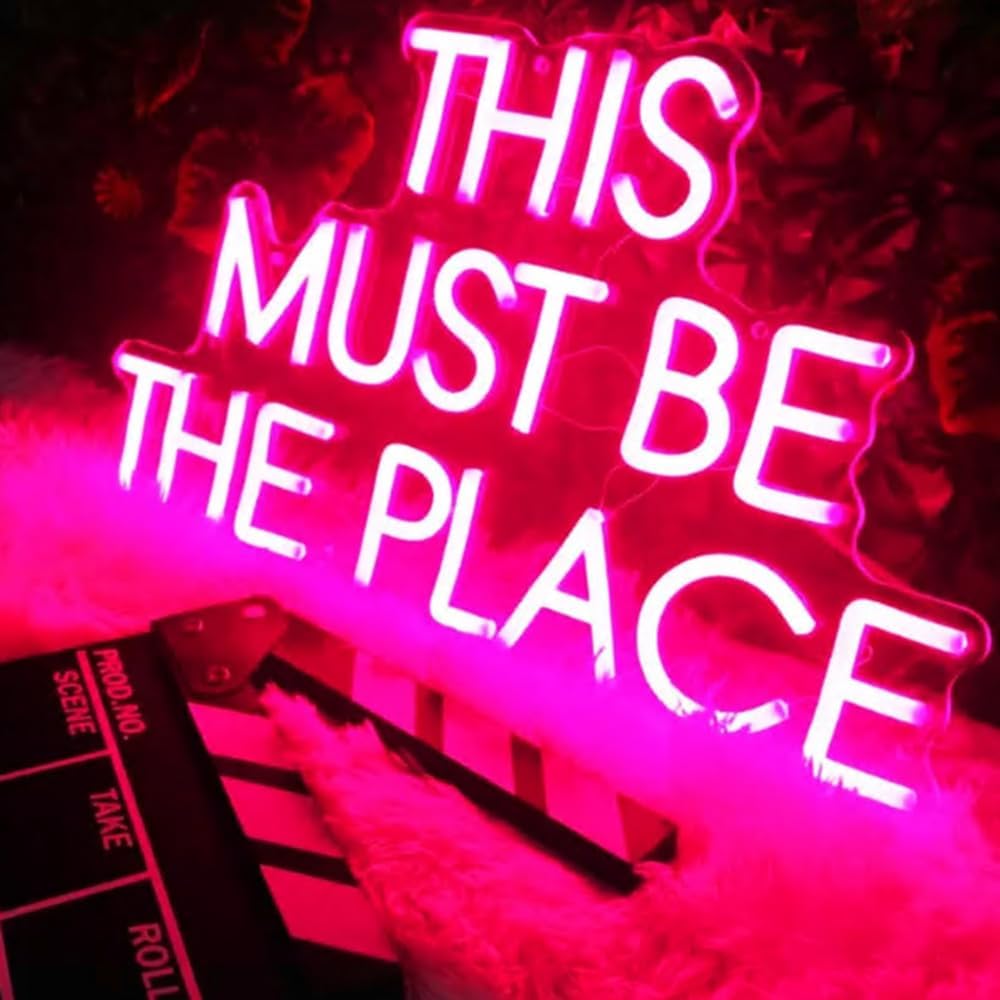 This Must Be The Place Neon Sign,Party Sign, Neon Sign Art, PersonalizedGifts For Children Son Daughter Size:20x 11.9inches