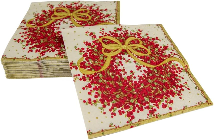 Caspari Pepperberry Paper Cocktail Napkins - Two Packs of 20