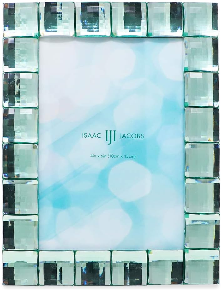 Isaac Jacobs Decorative Sparkling Light Green Jewel Picture Frame, Photo Display & Home Décor (4x6, Light Green)