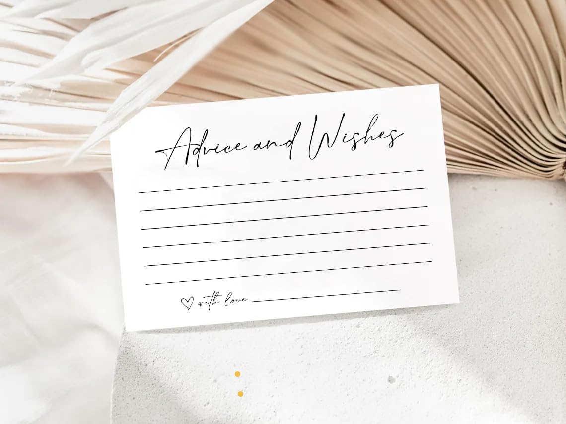 GardenCity Advice and Wishes Cards for Any Event – Well Wishes & Wedding Advice Cards for Bride & Groom, Wedding Reception, Baby Shower, Birthday, Graduation, or Retirement, 50 Pack, Minimalist