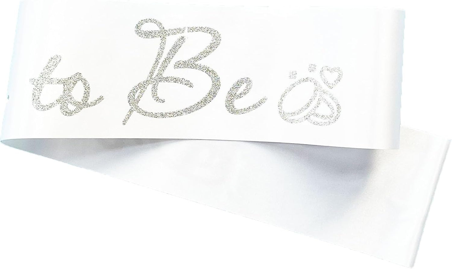 White Bride to Be Sash for Bridal Shower Bachelorette Party Wedding Hen Party Decorations Engagement Gifts Favors Miss to Mrs Sash with Glitter Letter Silver