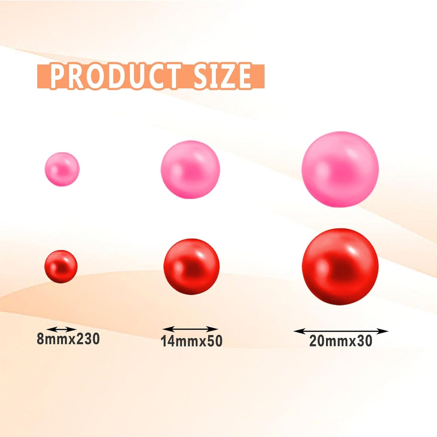 300Pcs Vase Filler Red Pink No Hole Faux Pearl Beads for Vase Filling Decorations, Candle Centerpieces, Wedding Centerpieces, Home Party Decor (8/14/20mm)