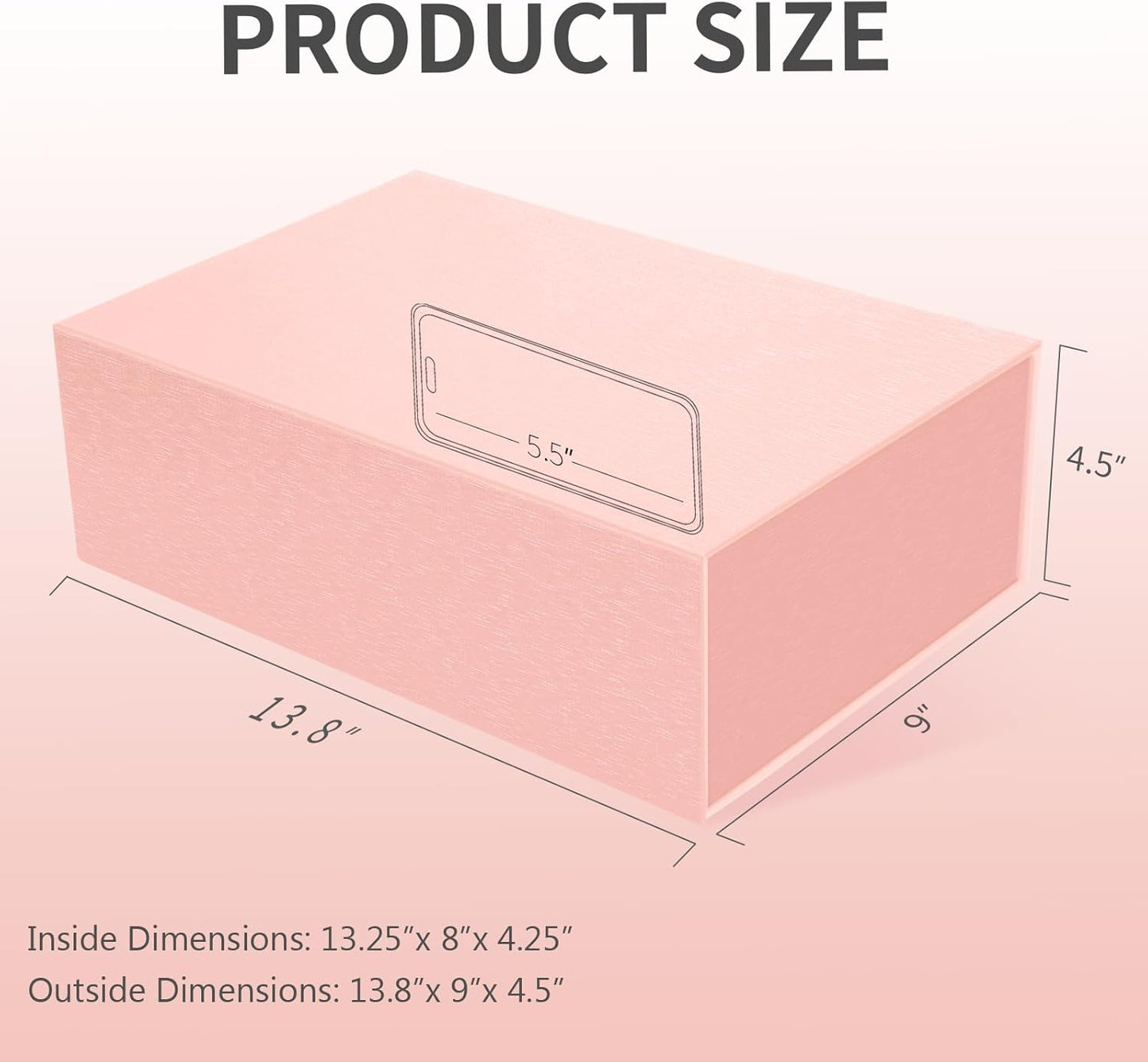 Rinrda Large Pink Gift Box,13.75"x9"x4.5", Gift Boxes with Magnetic Lids for Presents Closure Gift Packing for Birthday,Christmas, Halloween,Wedding,Bridal Gifts,Mother's Day Gift Packging