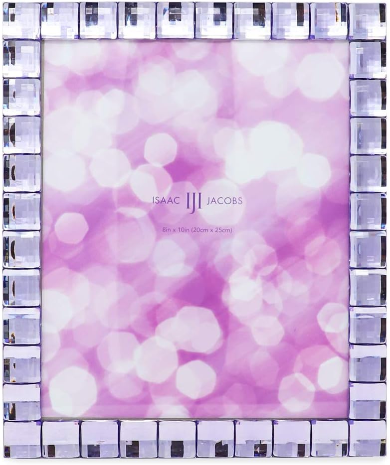Isaac Jacobs Decorative Sparkling Light Purple Jewel Picture Frame, Photo Display & Home Décor (8x10, Light Purple)