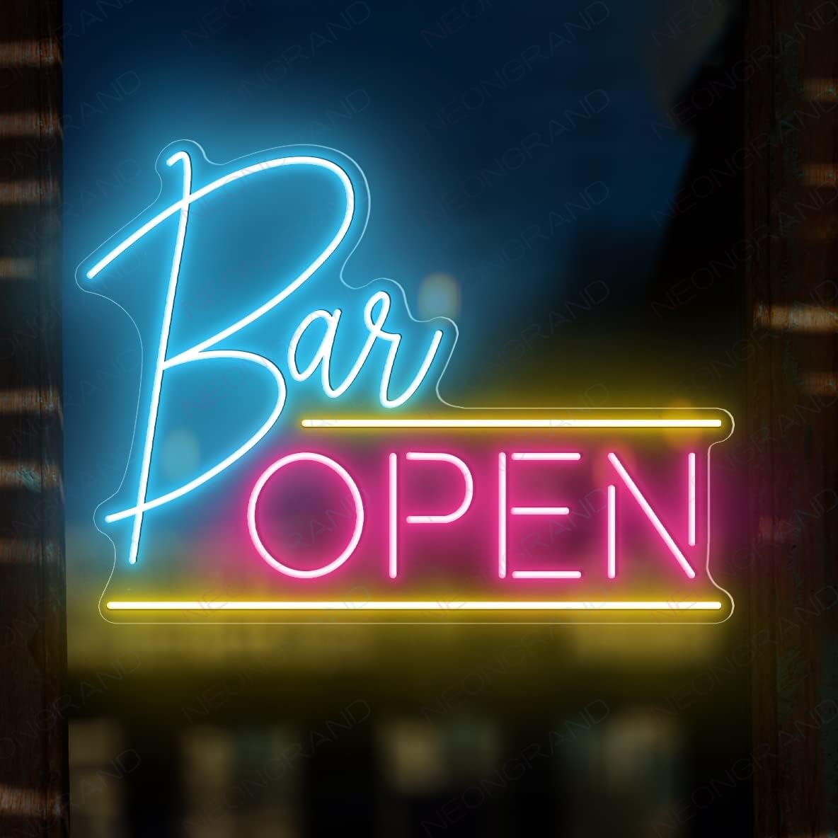 Open Bar Neon sign (LARGE 24x16'') Lights Neon Sign and Decor Led Light, Neon Signs For Man Cave (24x16'', Light Blue & Pink)