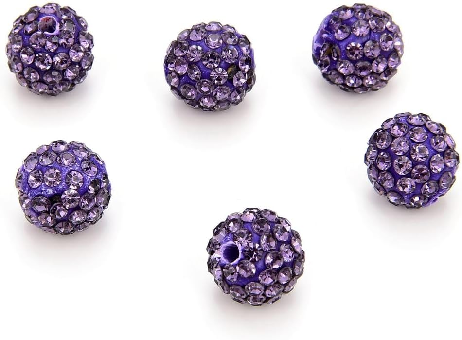 100pcs Adabele Grade A Suncatcher Crystal Rhinestone Pave Loose Beads 12mm Tanzanite Purple Polymer Clay Disco Ball Spacers Compatible with Shamballa All Craft Jewelry Making DB12-26
