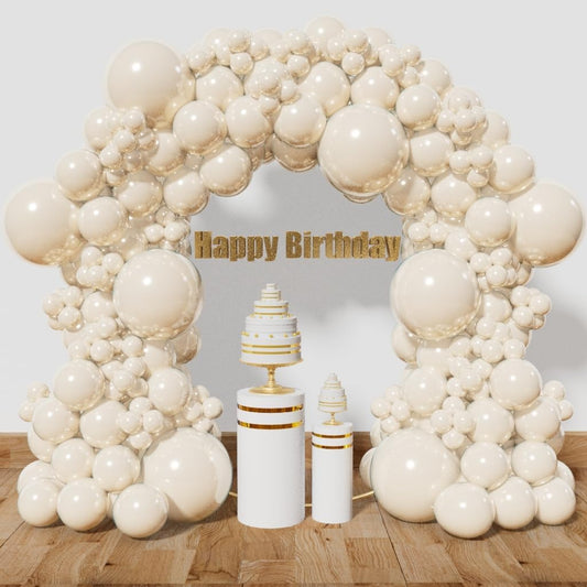KAWKALSH Sand White Balloon Arch Kit 111Pcs 18 12 5 Inch Latex Party Balloons Garland for Birthday Baby Shower Wedding Engagement Anniversary Christmas Party Decorations