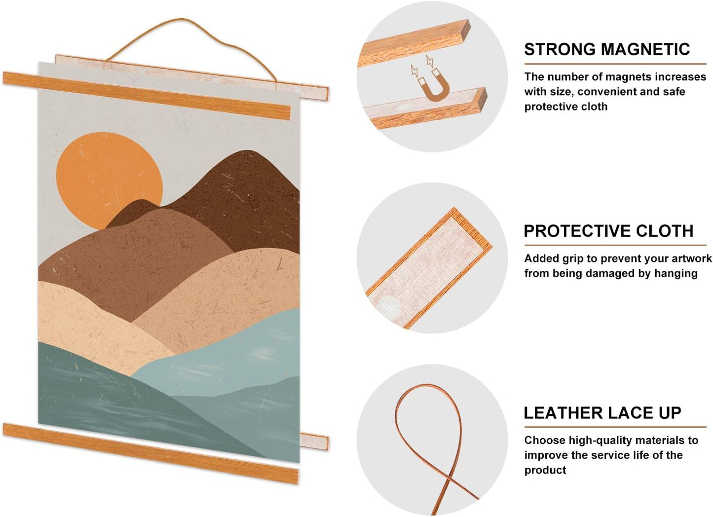 9x12 9x24 9x13 Poster Frame, Magnetic Light Wood Frame Hanger for Photo Picutre Canvas Artwork Art Print Wall Hanging (1 Pack, 9")