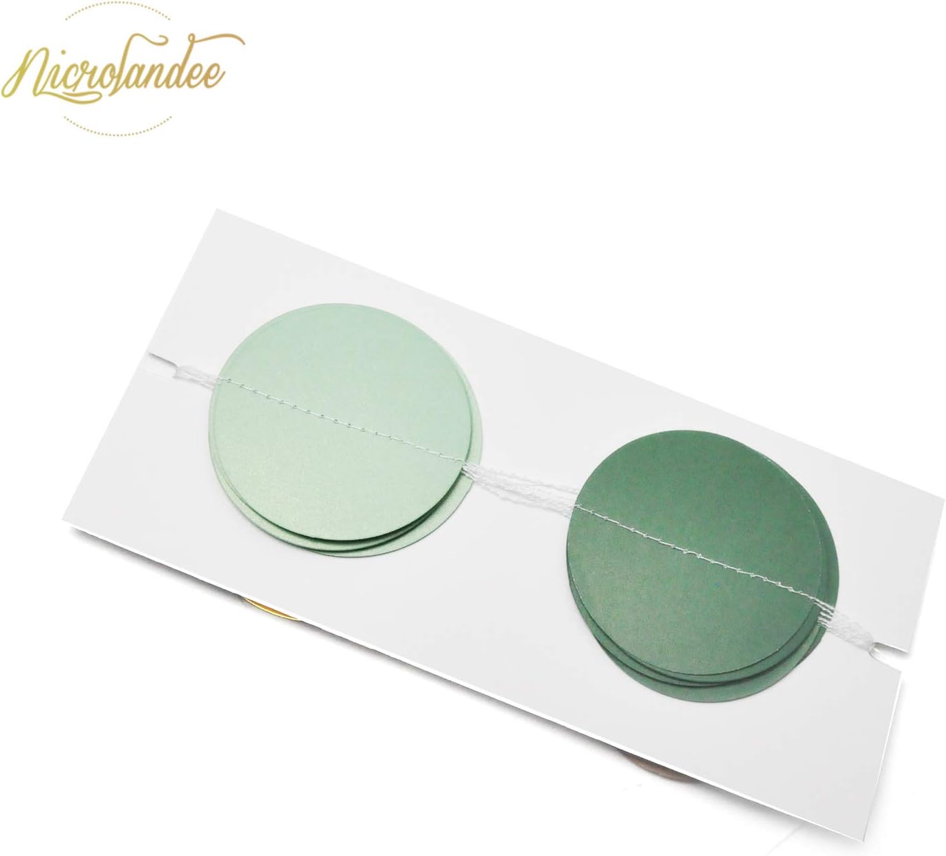 NICROLANDEE Wedding Party Decorations - 3 Pack Sage Green Dots Paper Garland String Hanging Backdrop for St Patricks Day Rustic Wedding, Neutral Baby Shower, Vintage Party, Birthday, Engagement