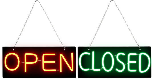 Led Open Sign for Business,OPEN and Close Double sided switching,Powered by 5V USB, And Adjustable Bright,Neon Sign for Storefront Window Glass Door Shop Store Florists Bar 15.7'' X 7''