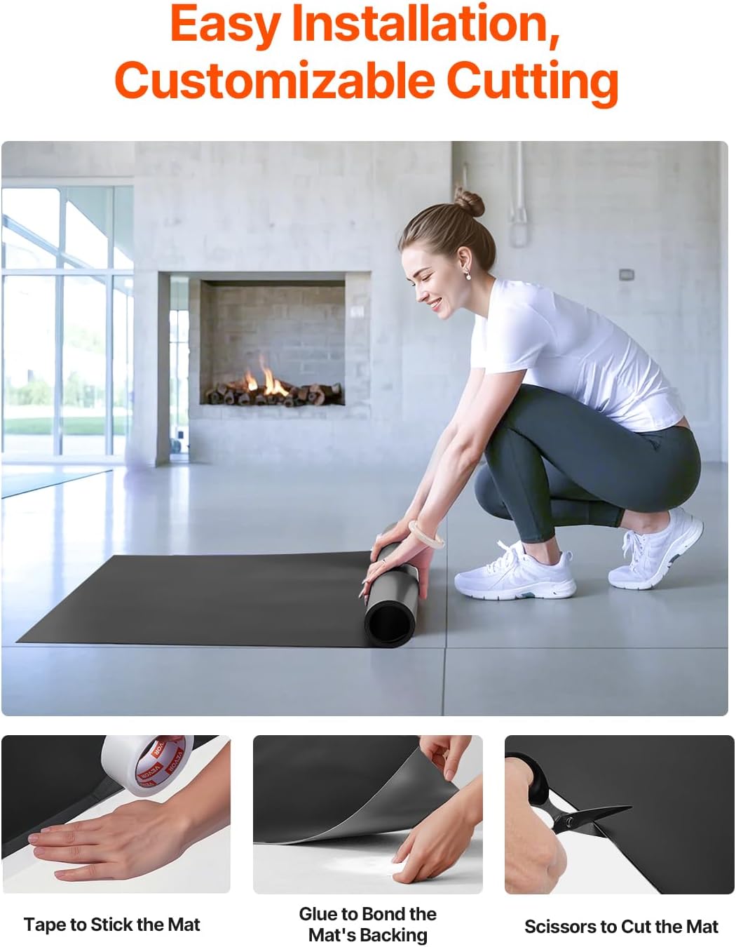 VEVOR Dance Floor, 6.6' x 3' Portable Yoga Mat with Organizer Bag, 1.5 mm Thick Workout Mats, Non-Slip Floor Mats for Practicing at Home, Studios, Stage