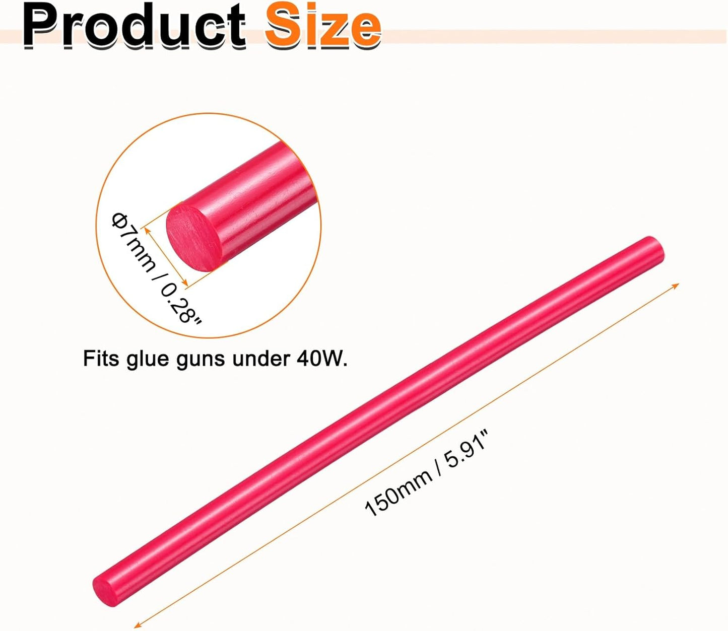 HARFINGTON 10pcs Hot Glue Sticks 0.28" Dia x 5.91" Long EVA Mini Hot Melt Adhesive Glue Stick for Hot Melt Gun Wood Plastic Glass Flowers Fabrics Foam, Rose Red