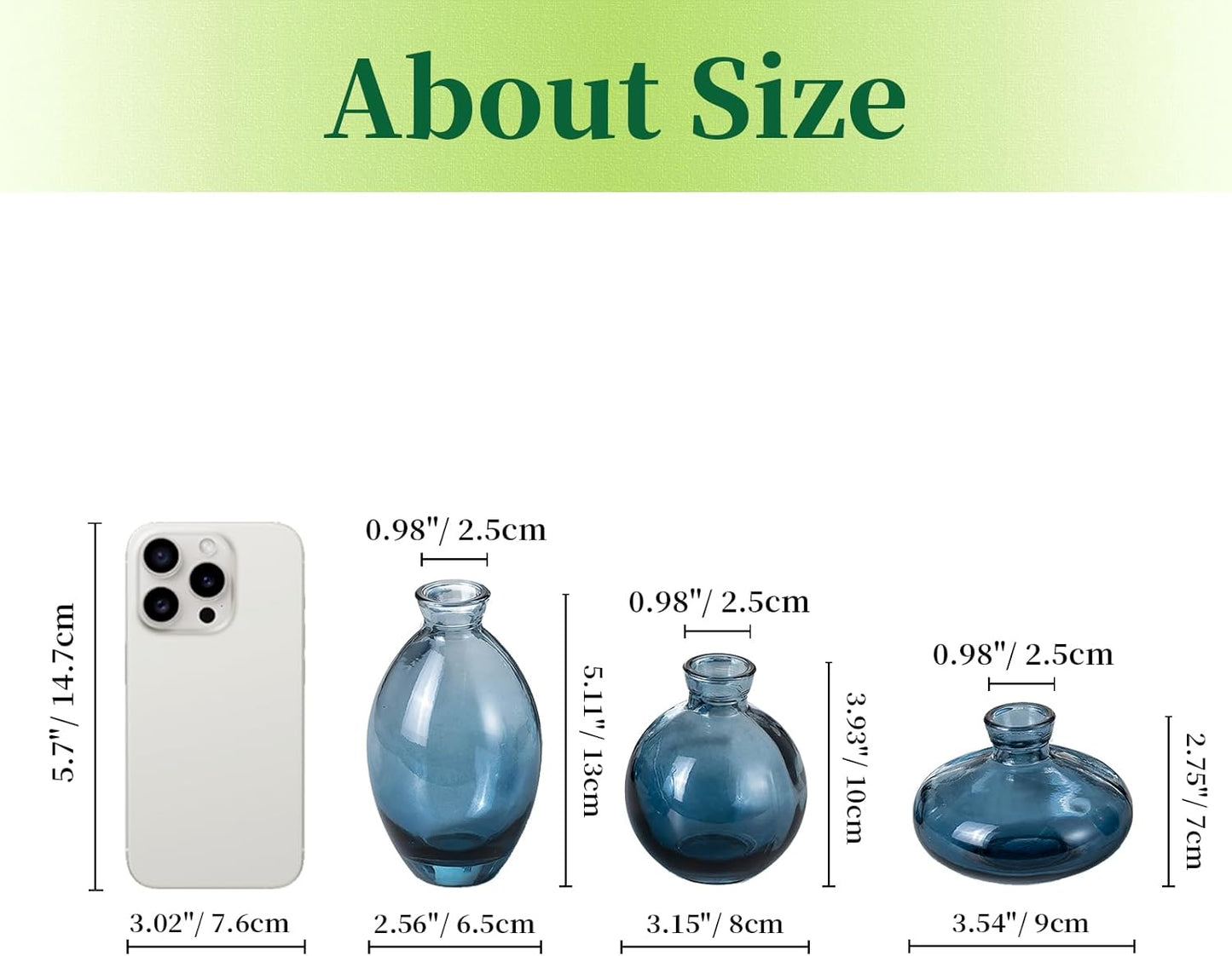 Hewory Glass Bud Vases for Centerpieces: Set of 12 Cute Blue Small Vases Handmade, Mini Flower Vase for Floral Arrangement, Tiny Decorations for Home Office Wedding Reception Party Events Table Decor