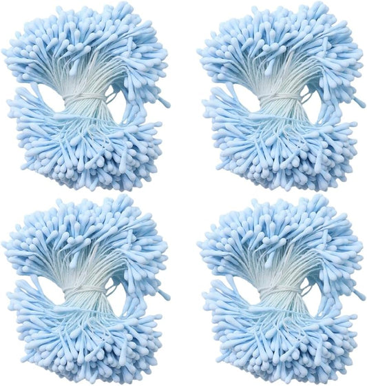 HAHIYO 700Pcs 2mm Light Blue Matte Double Head Flower Stamen Pistil for Flower Making Scrapbook Decoration - Handmade Artificial Flowers Pistil Matt-Like Floral Stamens Flowers Pollen Stamen