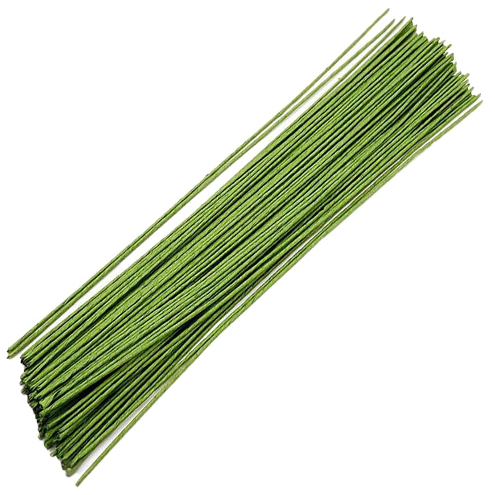 HAHIYO 18Gauge Dark Green Paper-Wrapped Metal Floral Wire 14 Inches(36cm), 70 Pack Flexible Paddle Wires Florist Wire Garden Wires for Craft Christmas Wreath Flower Arrangement Bouquet Wedding DIY