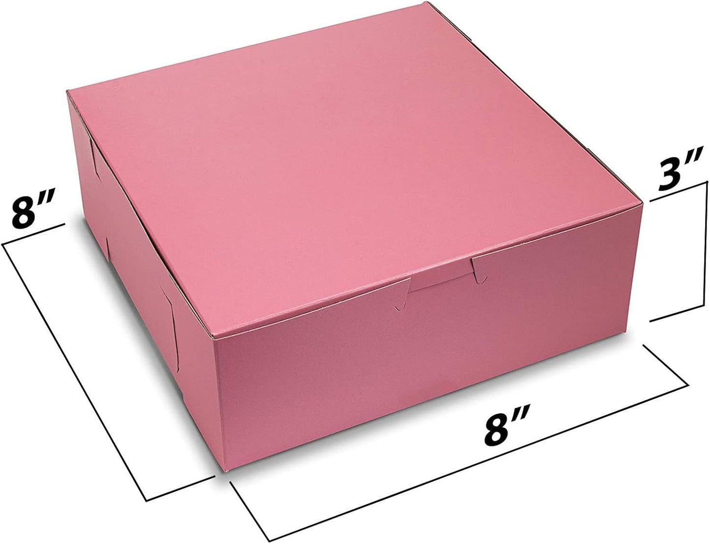 MT Products Pink Cupcake Boxes 8" x 8" x 3" - Bakery Boxes No-Window (Pack of 15) - Made in the USA