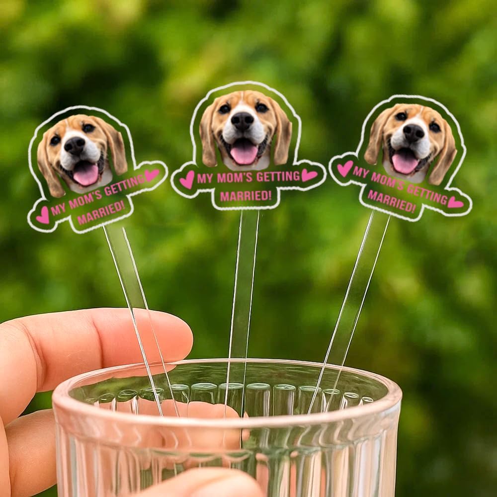 Personalized 50 pcs Double-Sided Wedding Pet Stir Sticks, Custom Dog Cat Stir Stick, Acrylic Cocktail Stirrers, Wedding Drink Stirrers, Bachelorette Party Decorations, Bridal Shower Gifts