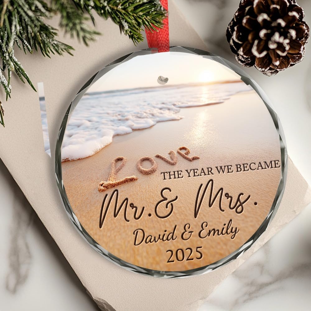 Personalized Wedding Christmas Ornaments - Mr And Mrs Ornament, 2025 Wedding Ornament - Engagement Gifts For Couples - Gifts For Newly Engaged Couples