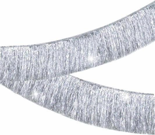 CC Wonderland Laser Silver Fringe Banner - 5 Ft.Pack of 2 for Wedding Hanging Bachelorette Party Decorations, Birthday Party Decor, Baby Shower Supplies, Photo Booth Banner Backdrop