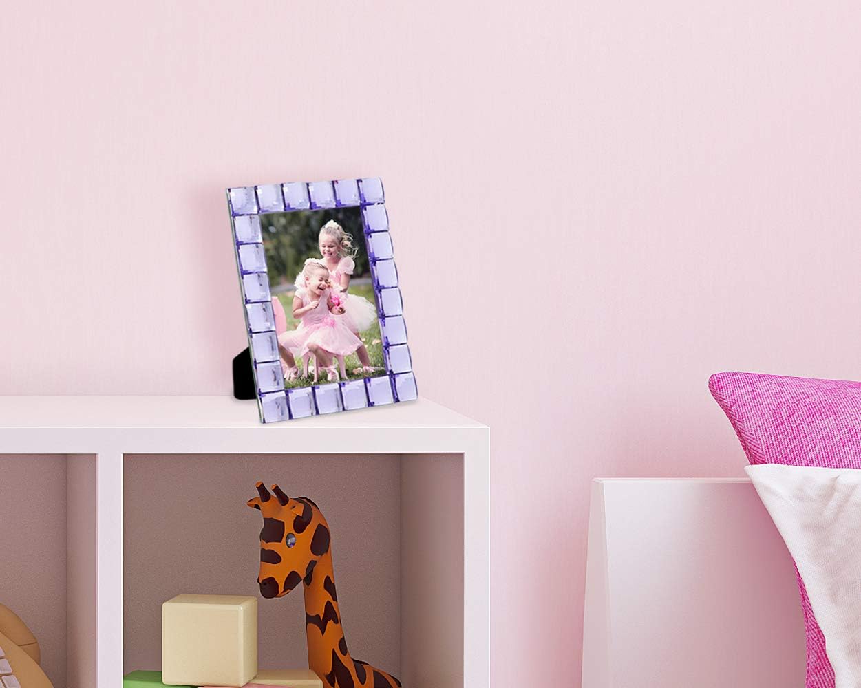 Isaac Jacobs Decorative Sparkling Light Purple Jewel Picture Frame, Photo Display & Home Décor (4x6, Light Purple)