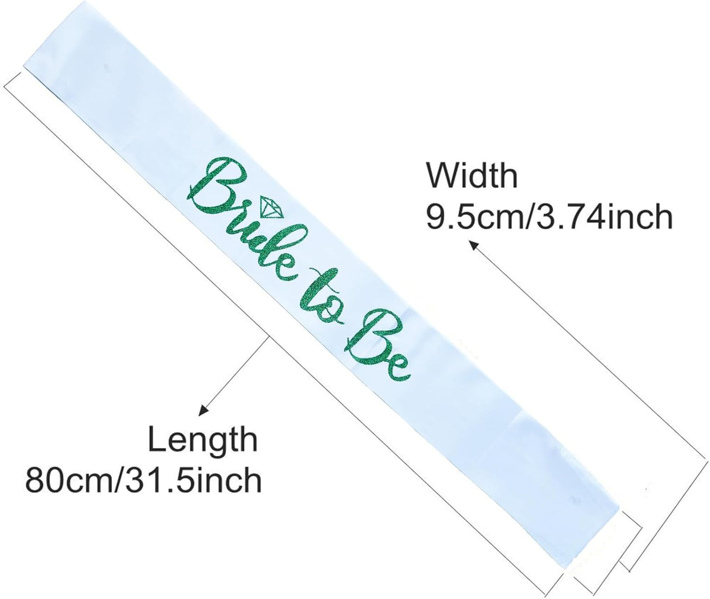 Bride to Be Sash, Bachelorette Party Sash for Bridal Shower Wedding Party Favors Accessories Supplies Engagement Gifts,White Satin with Glitter Letter Green