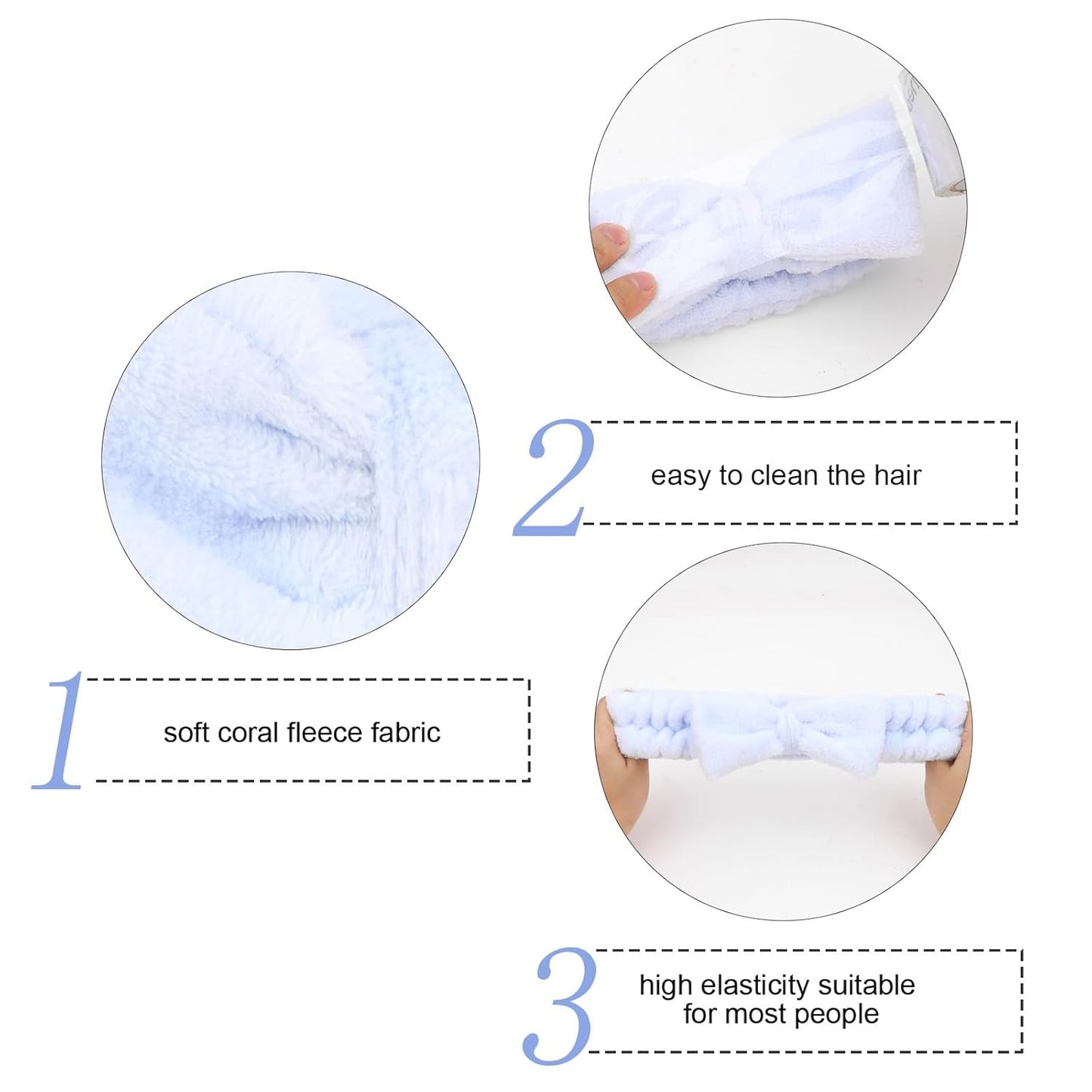 Semato 8 Pcs Blue Spa Headband Bachelorette Party Favor Set Skincare Headbands for Women Gifts and Party Supplies (Blue)