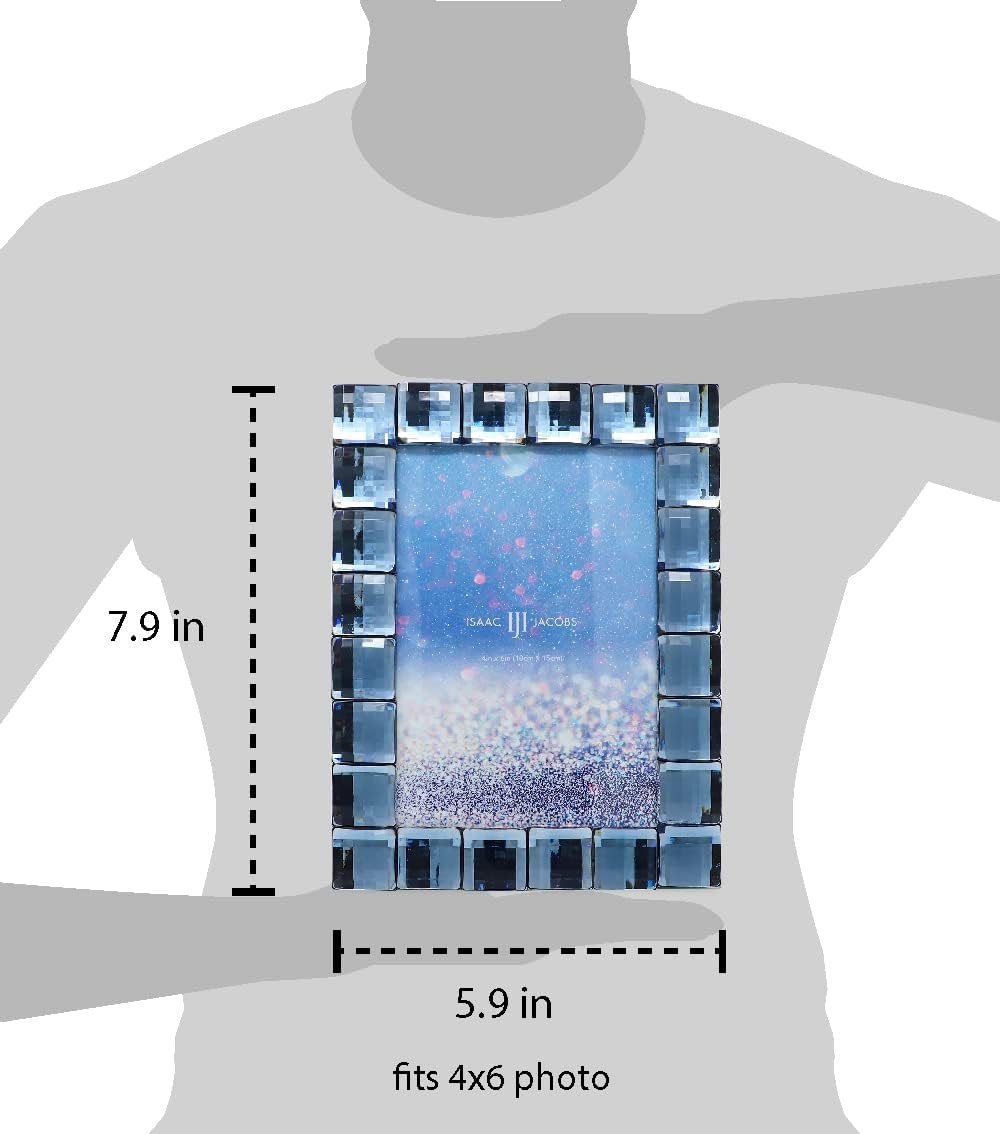 Isaac Jacobs Decorative Sparkling Navy Jewel Picture Frame, Photo Display & Home Décor (4x6, Navy)