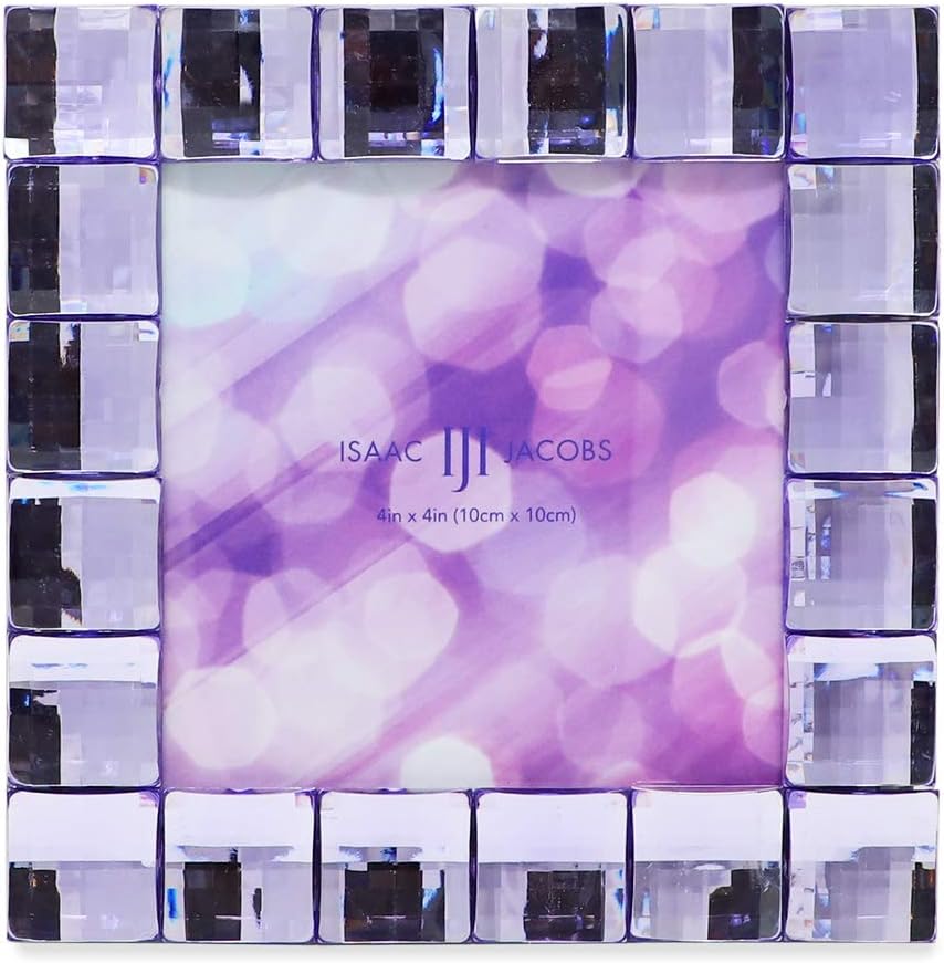 Isaac Jacobs Decorative Sparkling Light Purple Jewel Picture Frame, Photo Display & Home Décor (4x4, Light Purple)