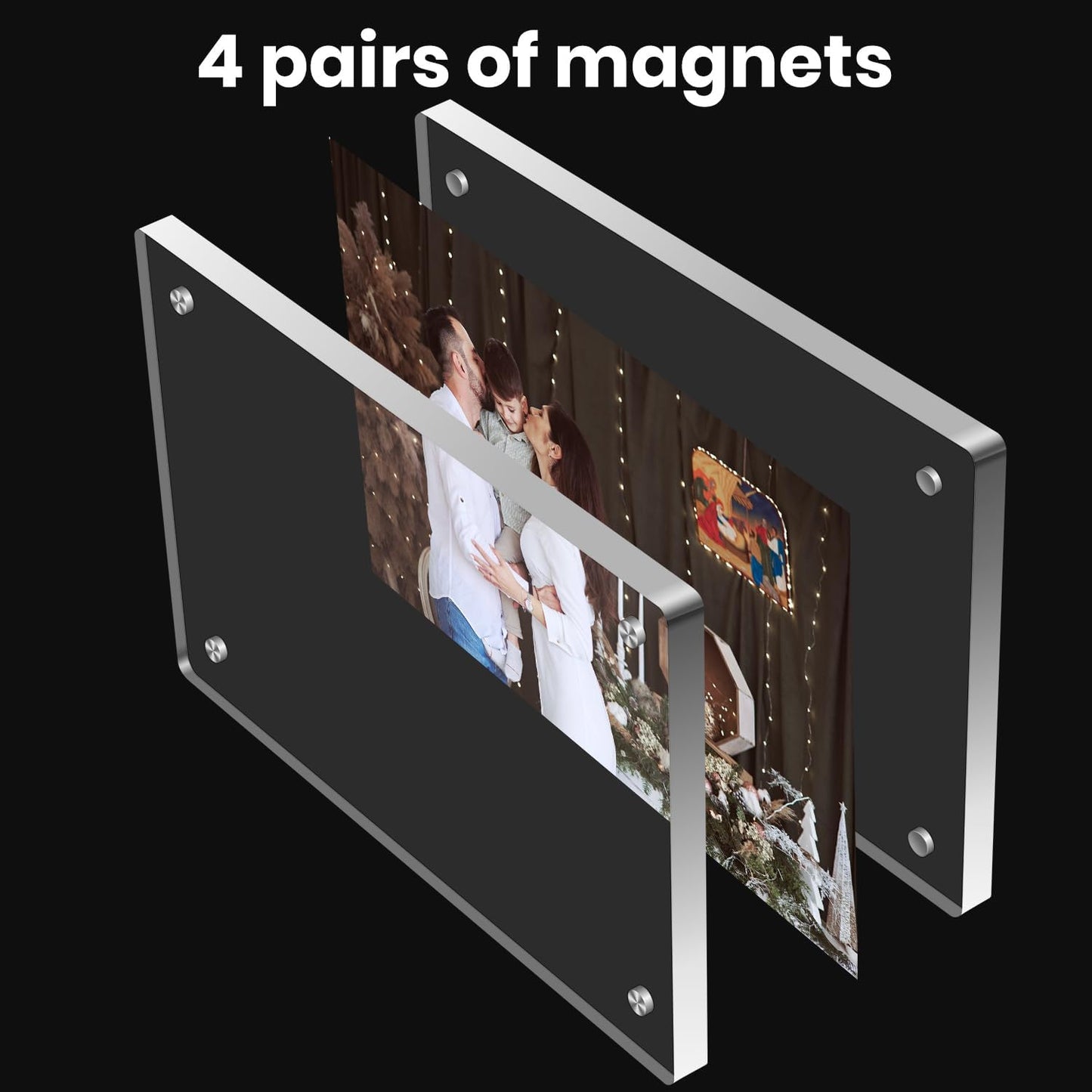 Acrylic Magnetic Photo Frame, 5x7 Inch Double-sided Magnetic Photo Frame, Tabletop Frameless Postcard Display (3-Pack) (5X7)