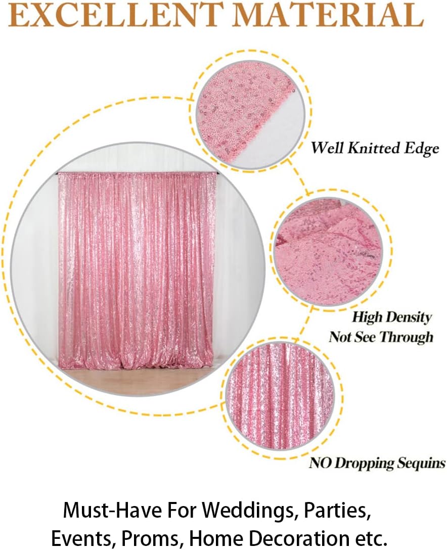 ShiDianYi 4FTx6FT-Fuchsia Pink-Backdrop Curtain Photography,Shimmer Sequin Fabric Photography Backdrops Sequin Curtains for Wedding/Party