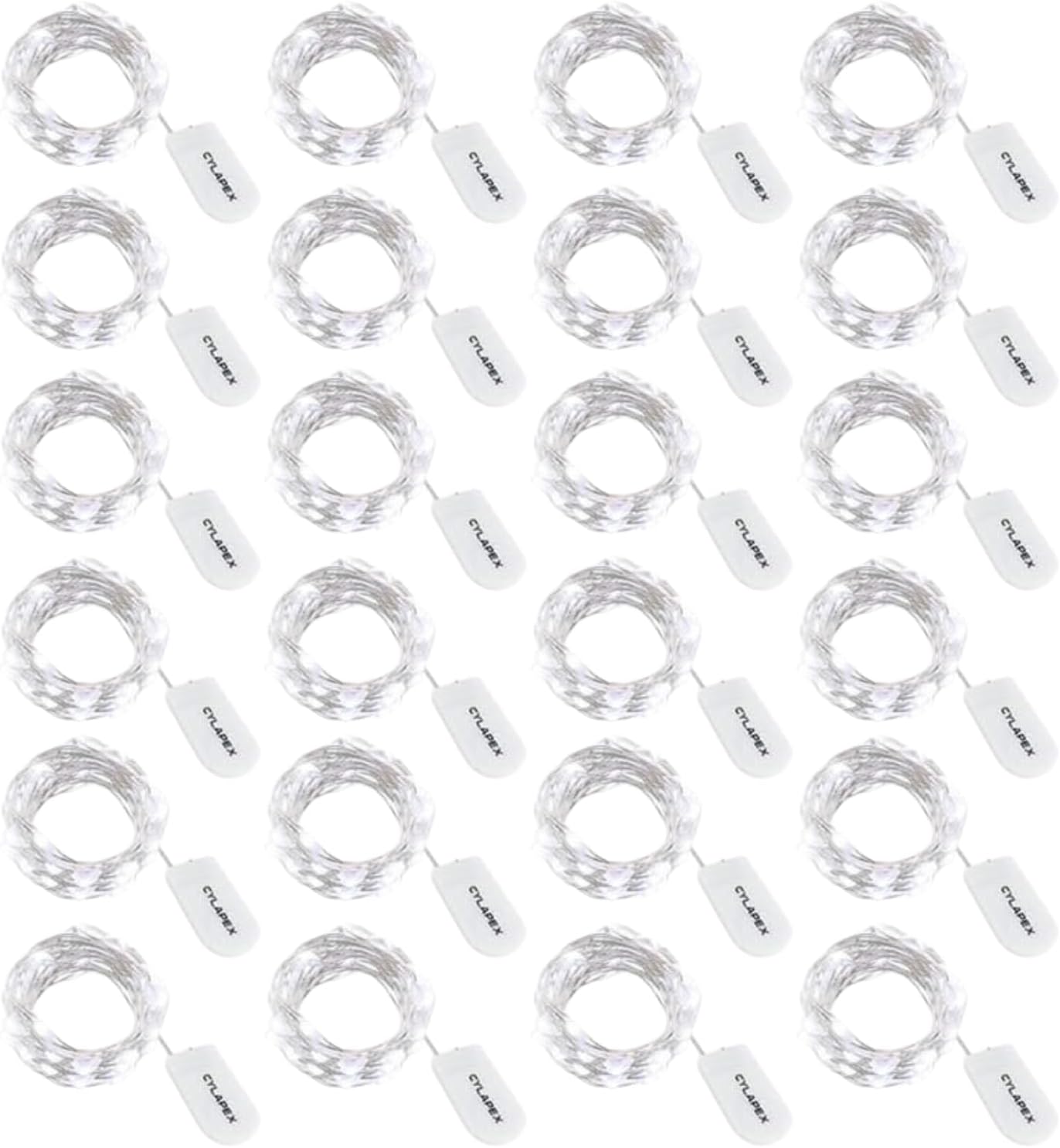CYLAPEX Pack of 24 Cool White Fairy Lights String Battery Operated Fairy Lights, 3.3ft 20 LEDs Firefly Lights Silver Coated Copper Wire Lights for DIY Decor Christmas Decoration Costume