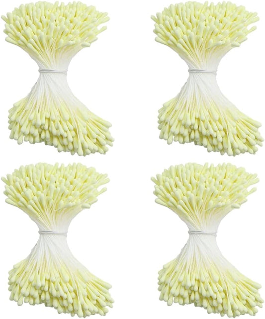 HAHIYO 700Pcs 2mm LightYellow Matte Double Head Flower Stamen Pistil for Flower Making Scrapbook Decoration - Handmade Artificial Flower Pistil Matt-Like Floral Stamens Flowers Pollen Stamen