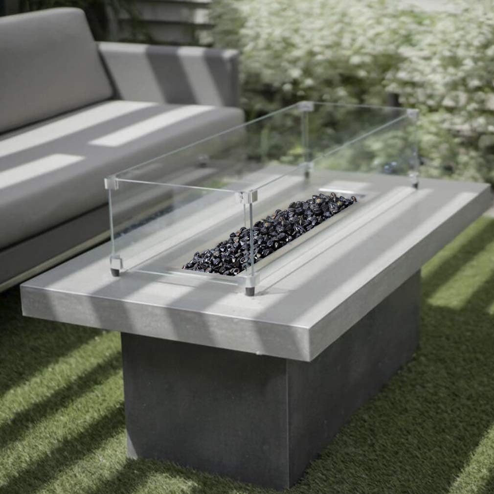 Stanbroil 10-Pound Fire Glass Diamonds - 1/2 inch Luster Fire Glass for Fireplace Fire Pit and Landscaping, Onyx Black Luster