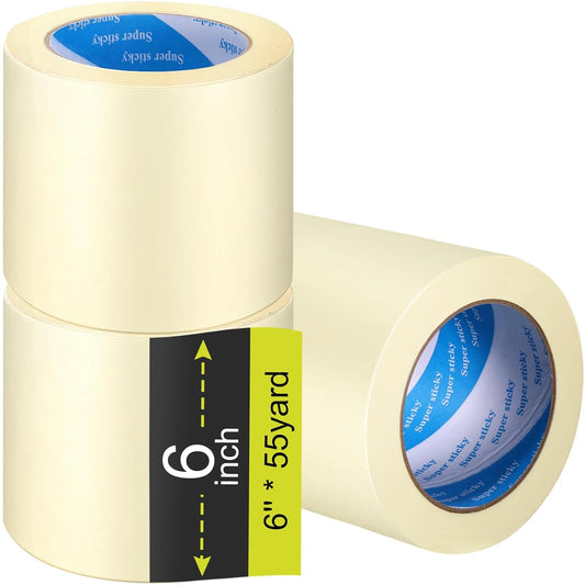 Masking Tape Bulk General Purpose Masking Painting Tape 55 Yards for Painting Home Office School Stationery Arts Crafts Basic Use, Easy Removal(3 Rolls,6 Inch)