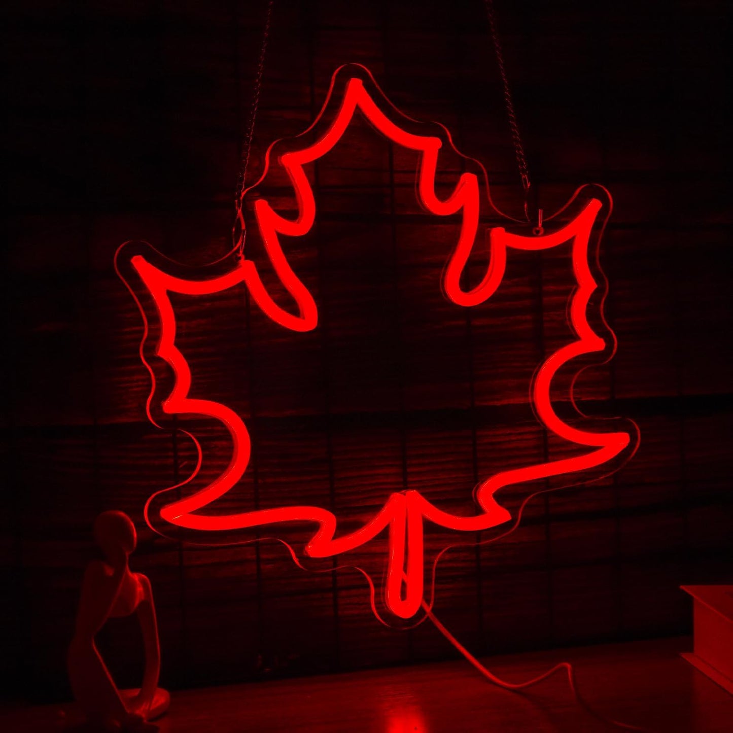 Maple Leaf Neon Sign LED Neon Red Leaf Light for Wall Decor Dimmable USB Light Up Sign for Living Room Hotel Bar Aesthetic Decoration(12.9 * 13.7 In)