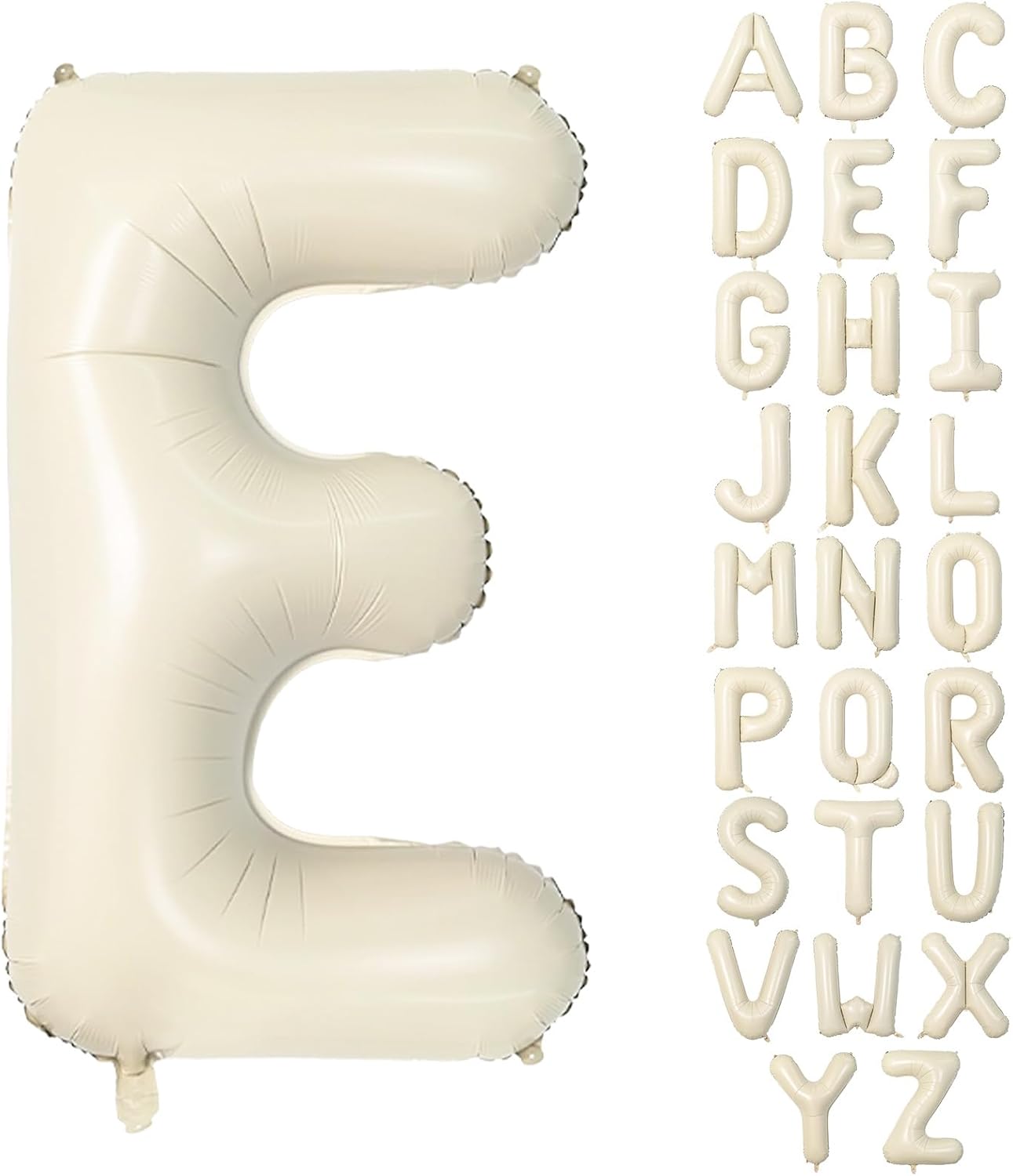 40 Inch Letter Balloons E, Big Custom A-Z Alphabet Foil Name Balloon Cream White, Self Inflating Beige Customize Helium Balloon Letters E for Women Girls Birthday Bride Baby Shower Party Decorations