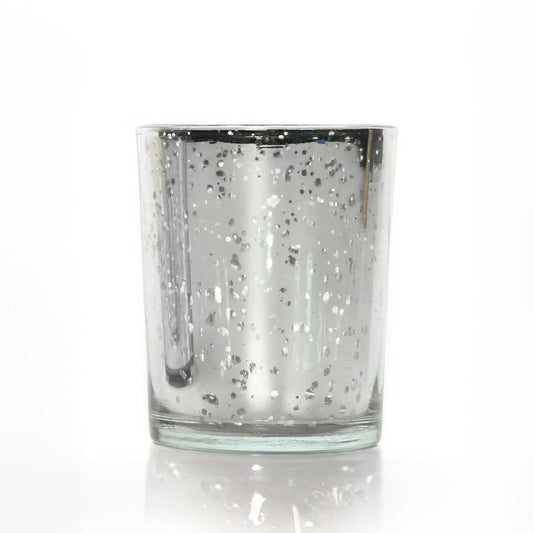 WGV Silver Speckled Tea Light Votive Candle Holder 2.2x2.75, Small Tiny Utility Cylinder Mercury Glass Vase, Home Accent Decor, 1 Pc