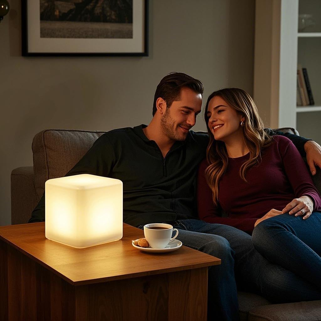 Mr.Go Rechargeable LED Color-Changing Light Cube 8", Dimmable Soothing Mood Lamp with Remote, 16 RGB Colors 4 Modes, Waterproof Cube Lights for Home Patio Party Accent Ambient Decorative Lighting