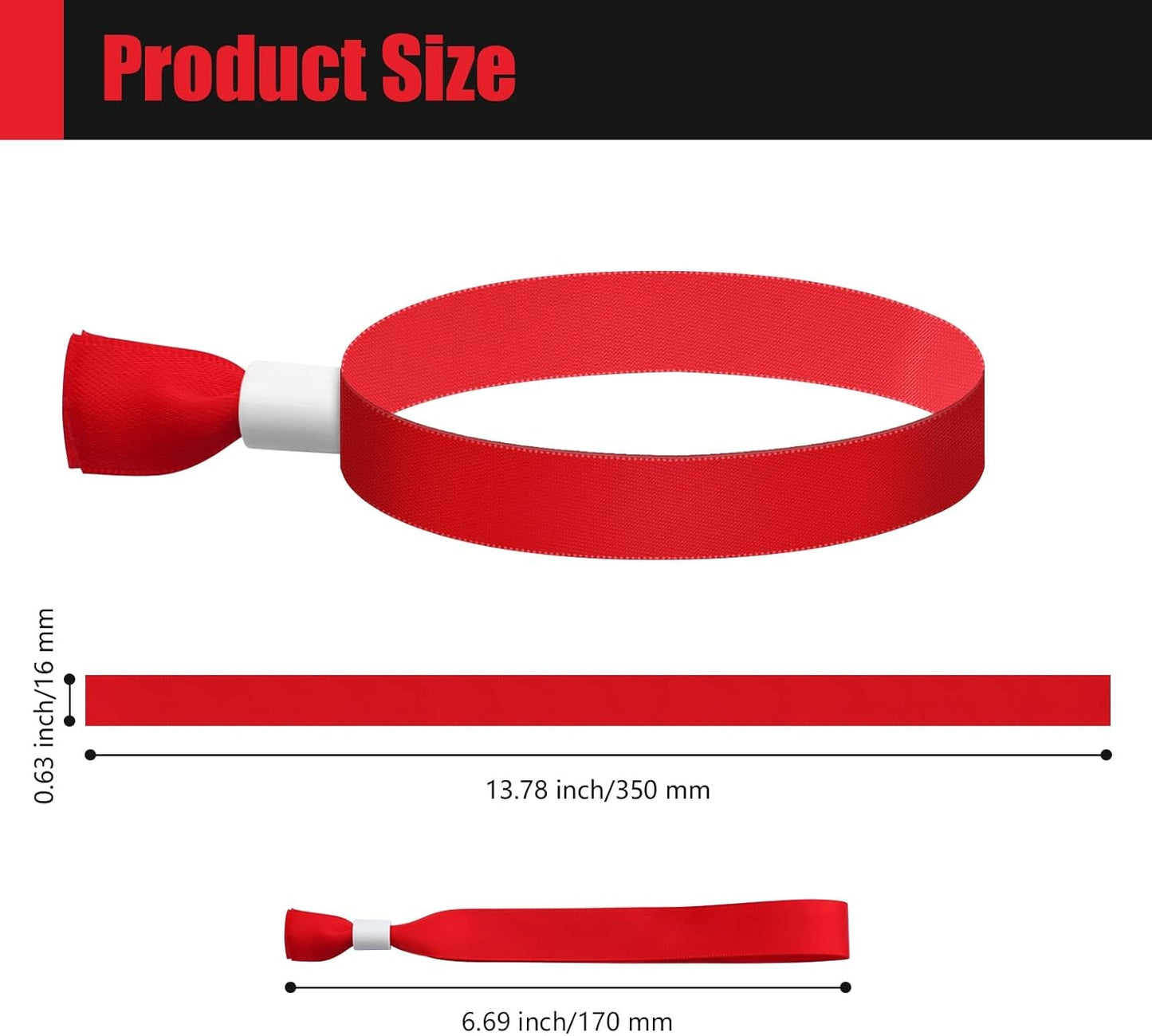 Green-Power America 100 Pcs Cloth Event Wristbands, Event Wristbands, Colored Wrist Bands for Events, for Lightweight Concert Wrist Strap for Activities, Party Bracelets for Events (Color : Red)