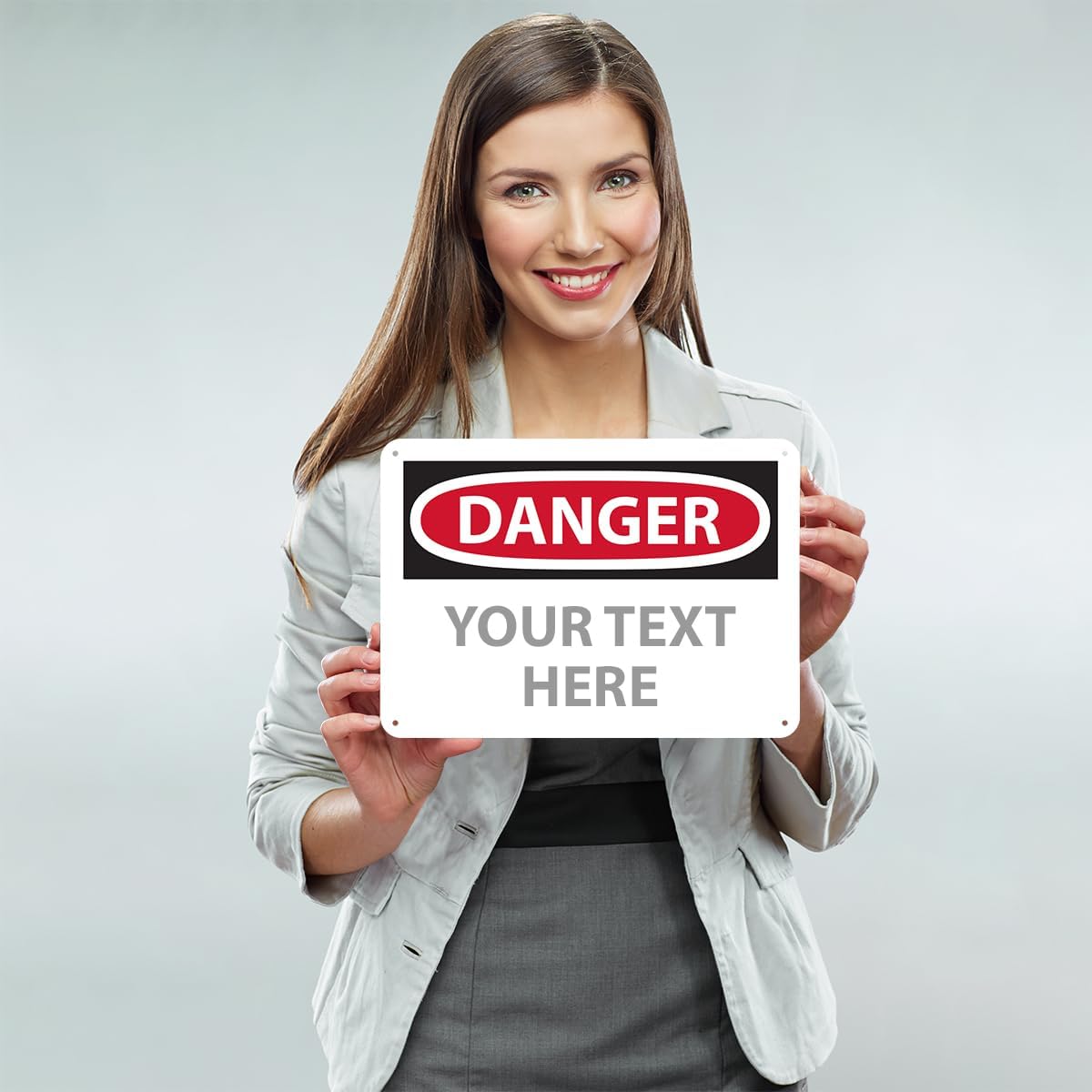 Custom OSHA Style Danger Sign 10" x 14" Plastic Sign, Customizable "Your Text Here", by AccuformNMC Made in USA