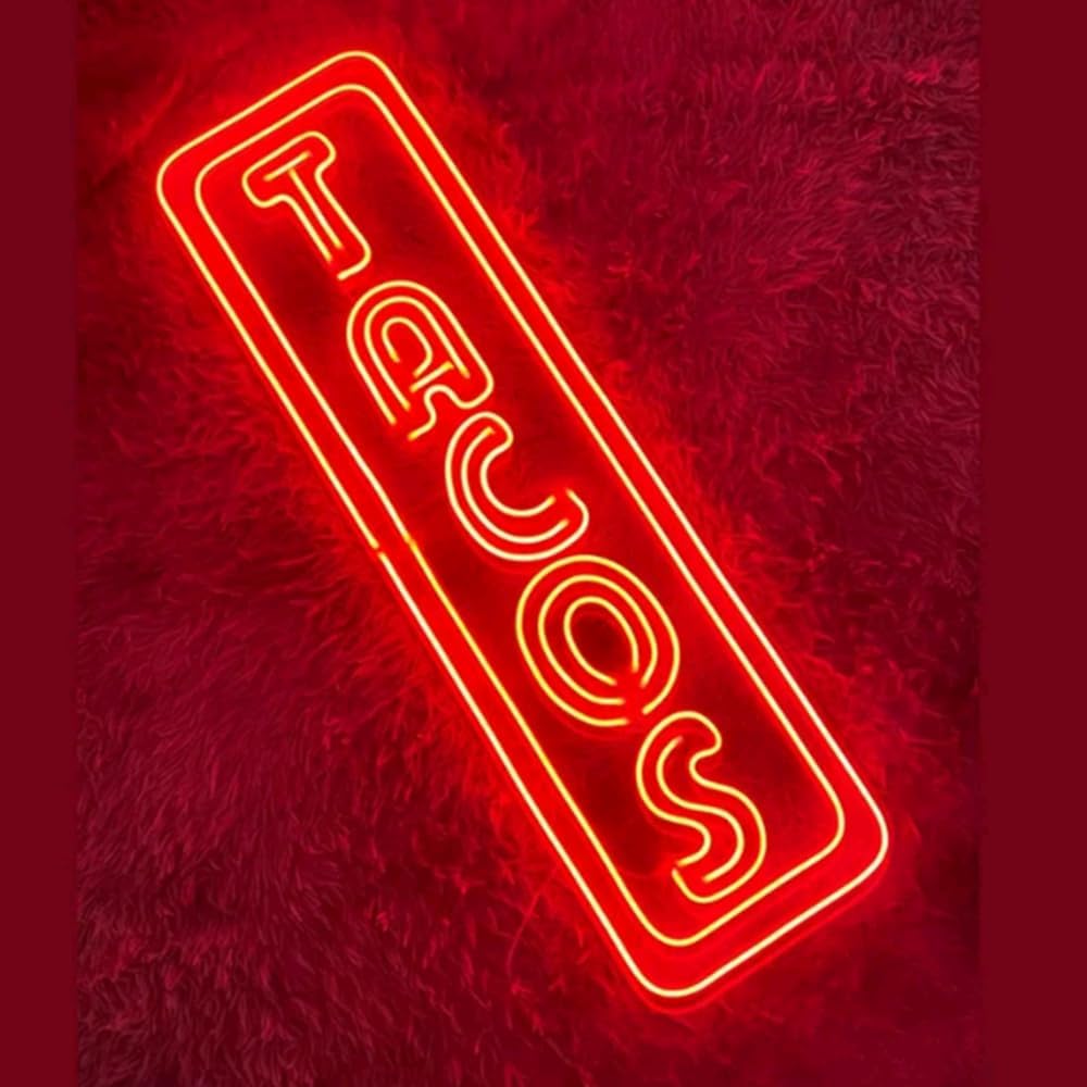 Open Tacos Neon Sign, Tacos Led Sign, Custom Neon Sign, Mexico Restaurant Wall Decor, Mexican Tacos Store Light, Tacos Lover Gifts Size:20inches