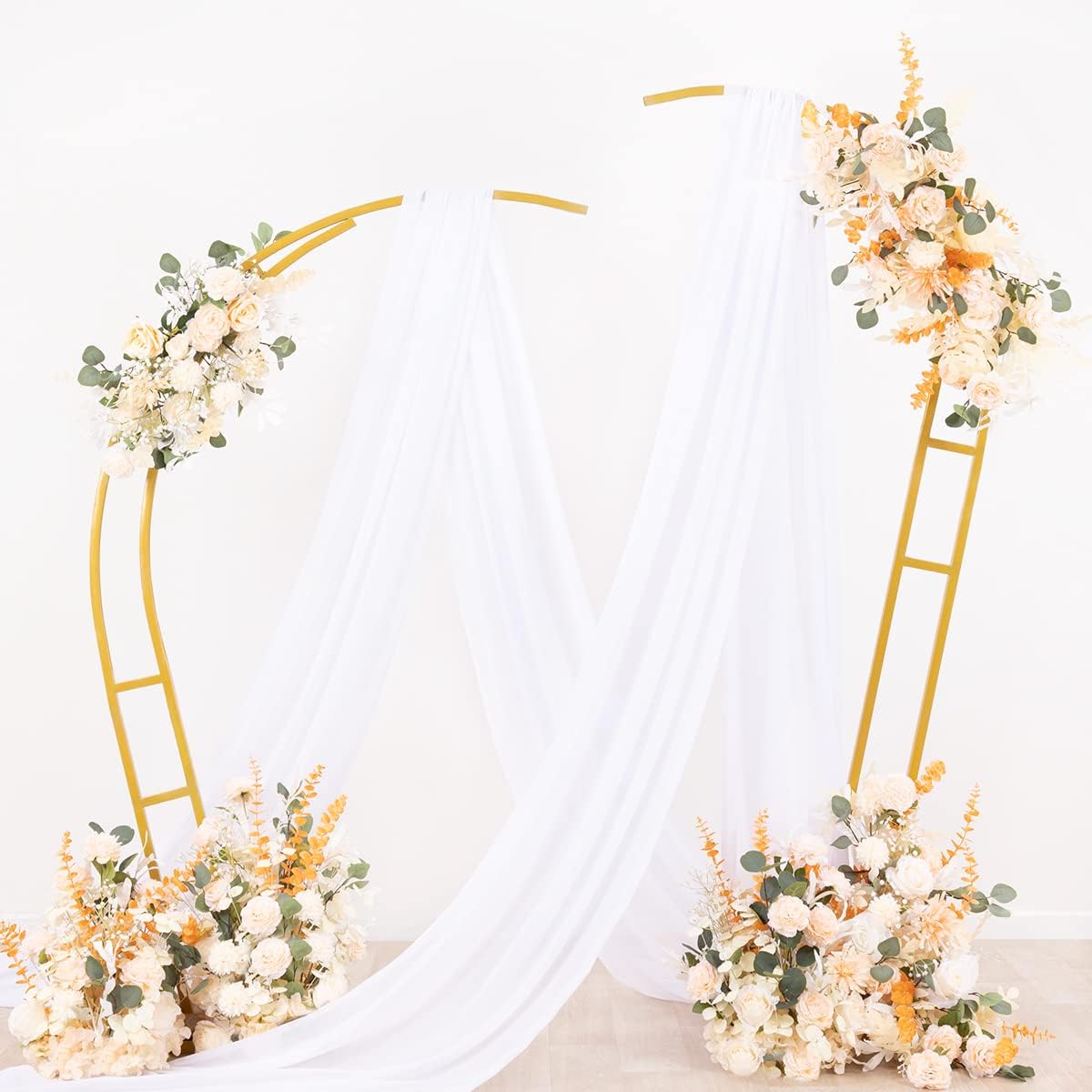 Socomi Wedding Arch Draping Fabric 1 Panel 29" x 19Ft White Sheer Chiffon Curtain Drapes 6 Yards for Wedding Ceremony Birthday Party Decoration